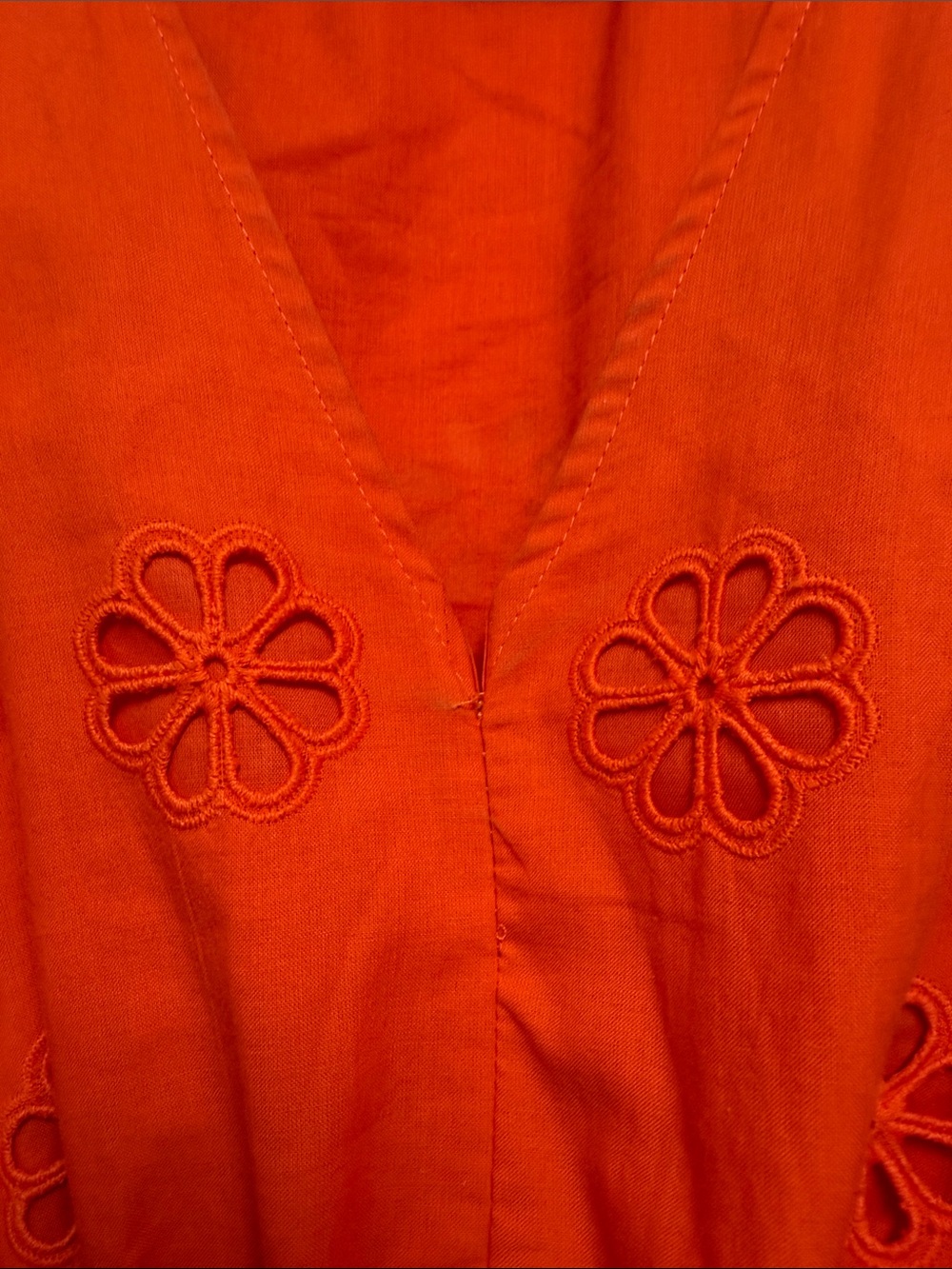 Kate Spade Women's Orange Eyelet Midi Dress with Tie Waist - Picture 3 of 7